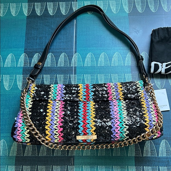 Kurt Geiger Long Kensington Sequin Striped Shoulder Bag New with tags - Picture 2 of 12